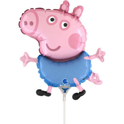 Fóliový balónik Prasiatko George 35 cm – mini balónik na tyčku