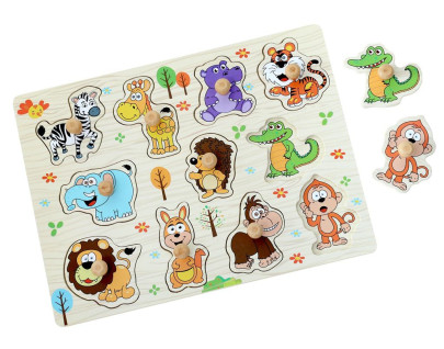 Drevené puzzle Safari 11 dielikov 2Kids Toys