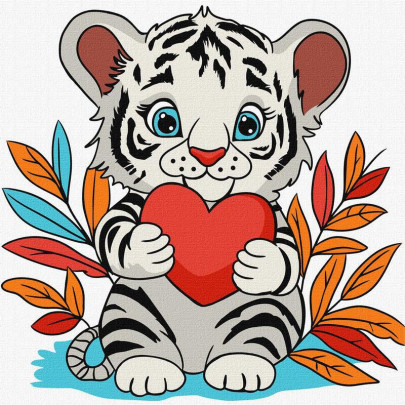 Maľovanie podľa čísel detskej - Tiger 25 x 25 cm