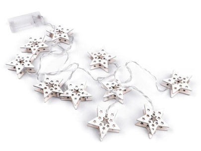 LED svetelná drevená reťaz hviezdy