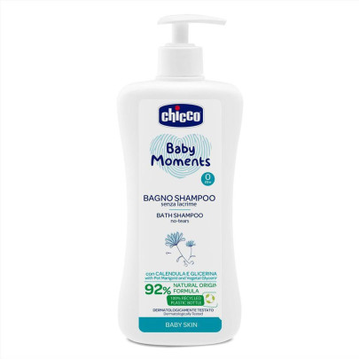 Šampón na vlasy a telo s dávkovačom Baby Moments 92% prírodných zložiek 750 ml Chicco