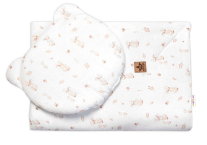 Mušelínová sada biela Goose Teddy 30 x 35 cm, 70 x 100 cm 2D Husičky Baby Nellys