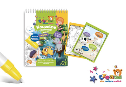 Kúzelné maľovanie vodou/blok s ceruzkou zvieratká created 4 listy