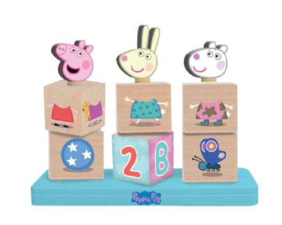 Drevené kocky Prasiatko Peppa s figúrkou