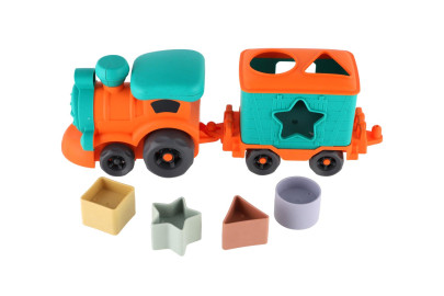 Mašinka s vagónom bioplast 30 cm vkladačka na voľný chod 18 m+