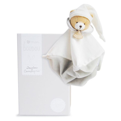 Darčeková sada Plyšový muchláčik sivý Medvedík 25 cm Doudou