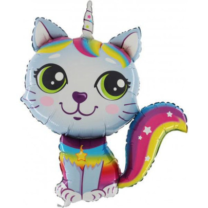 Fóliový balónik Mini Caticorn ružová 35 cm – nafukovací balónik na tyčku