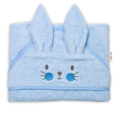 Detská froté osuška s kapucňou 80 x 80 cm Cute Bunny modrá Baby Nellys