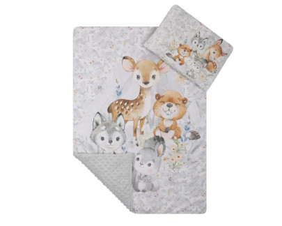 Komplet do postieľky Premium Minky 75x100 cm Lesné zvieratá