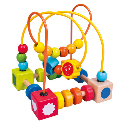 Labyrint s korálkami drevený 16 cm