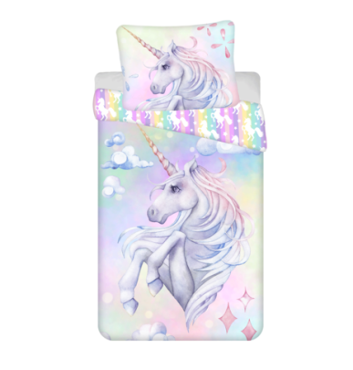 Bavlnené obliečky Unicorn "Pastel Rainbow" 200 x 140, 70 x 90 cm Jerry Fabrics
