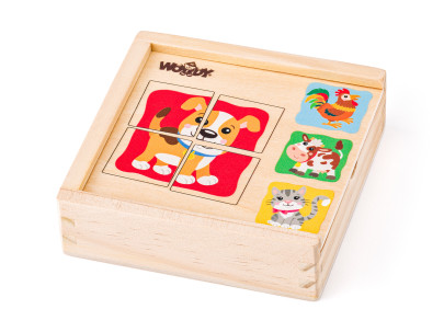 Minipuzzle Zvieratká v drevenej krabičke