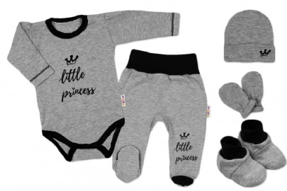 5-dielna súpravička do pôrodnice Little Princess Vel. 62 - šedá Baby Nellys