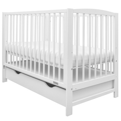 Detská postieľka so sťahovacou bočnicou a šuplíkom biela New Baby Lilly
