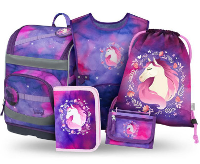 Set 5 Zippy Plus Kôň: aktovka, peračník, sáčok, zástera, peňaženka Baagl