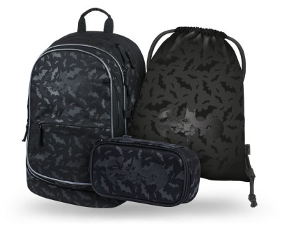 Set 3 Core Batman čierny: batoh, peračník, vrecko GRS Baagl