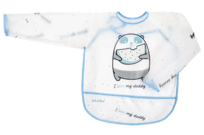 Dětský bryndák s rukávky a kapsičkou Panda Akuku 