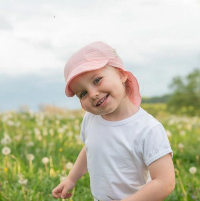 Detská šiltovka s krytím krku mušelín Pink - ružová Esito