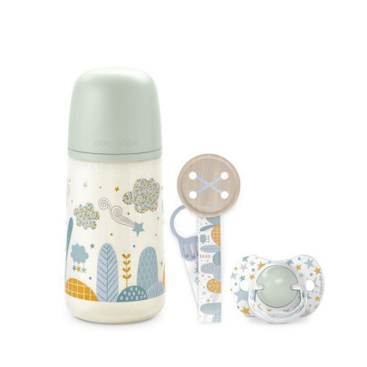 Súprava fľaša 270 ml + cumlík fyziologický 0 - 6 m + klip Dreams Suavinex