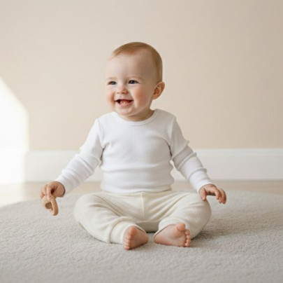 Dojčenské nohavice - buggy biele obdĺžniky Baby service