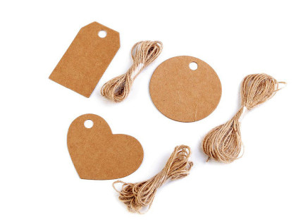 Visačka/menovka s jutovým povrázkom 10 ks