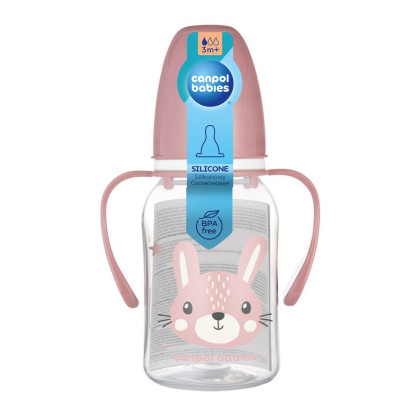 Fľaša úzkohrdlá s úchytmi Cute Animals 120 ml Canpol babies