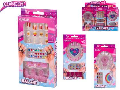 Glamour sada nalepovacích nechtov s diamantmi a doplnkami