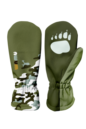 Detské softshellové rukavice Maskáč khaki Wamu