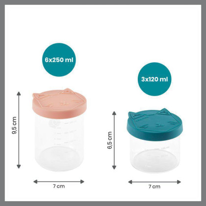 Sklenené misky s viečkami ISY Bowls 6 x 250 ml + 3 x 120 ml Babymoov