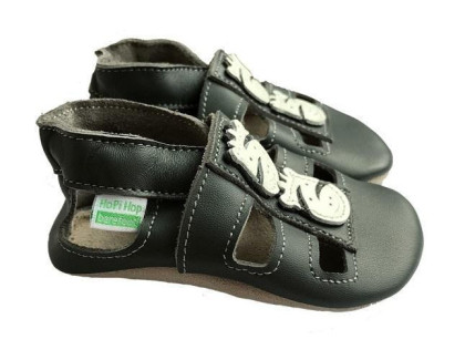 Kožené capáčky sandálky Barefoot Vel. L (12-18 mes.) Hopi Hop