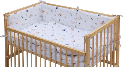 Detská postieľka prírodná s kompletnou výbavou 120 x 60 cm Tura Scarlett