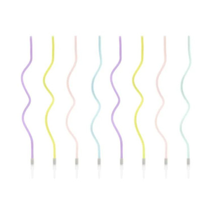 Sviečky tortové úzke špirály pastelové 8 ks