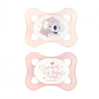 Set symetrických silikónových MINI cumlíkov 0-2 m Canpol babies Sleepy koala - Ružový