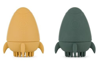 Hračka silikónová do vody s kefkou Splashy Rocket 6 m+ Petite&Mars