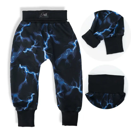 Detské tepláky s vysokým pásom Blesk - čierna Esito