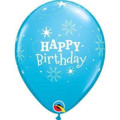 Balóniky trblietavé narodeniny" modrý 11"/28 cm - 6 ks