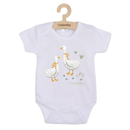 Detské body s potlačou New Baby Husičky krátky rukáv