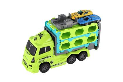 Auto kamión prepravník + auto 2 ks 22 cm na zotrvačník