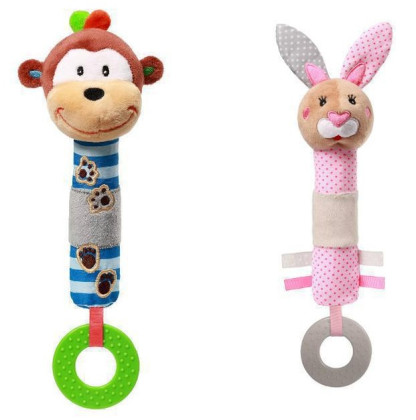 Pískacia plyšová hračka zvieratko s hryzátkom BabyOno