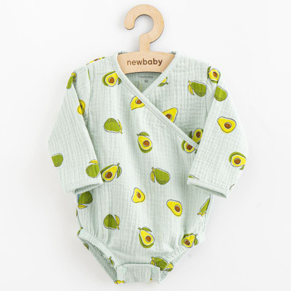 Dojčenské mušelínové body s bočným zaväzovaním New Baby Avocado