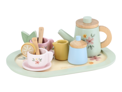 Čajový set drevený s kvetinovou potlačou Little Dutch