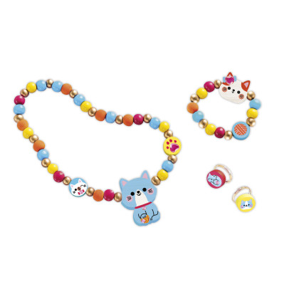 Kreatívna súprava Výroba šperkov drevené korálky Mačičky 4 ks Janod Atelier