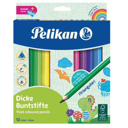 Pastelky Pelikan 12 farieb trojhranné