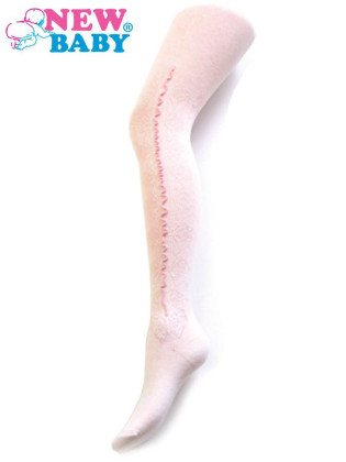 Bavlnené žakárové pančucháče New Baby biele s motýlikom