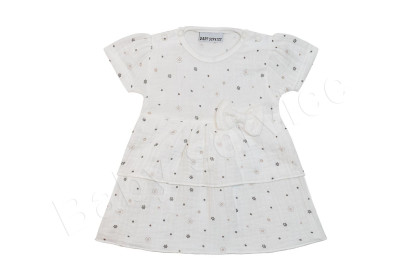 Dojčenské šaty krátky rukáv mušelín Hviezdičky s mašľou Baby Service