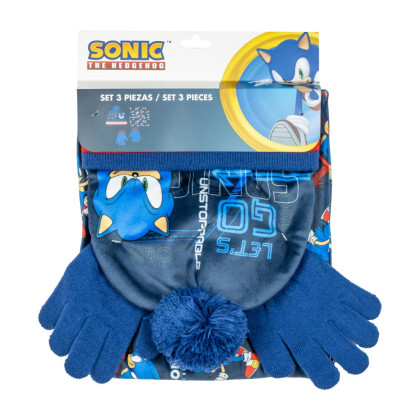 Sada čiapky rukavice a nákrčník Sonic