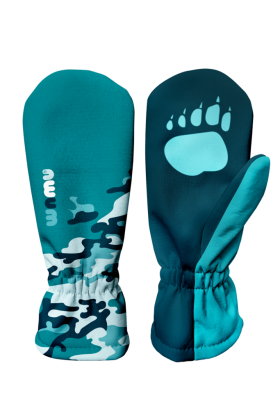 Detské softshellové rukavice Maskáč - petrolejová Wamu