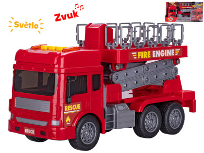 Auto hasiči plošina na zotrvačník na batérie so svetlom a zvukom 28 cm