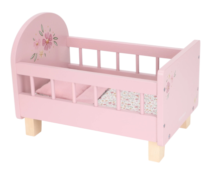 Postieľka pre bábiky drevená s perinkou Pink Little Dutch