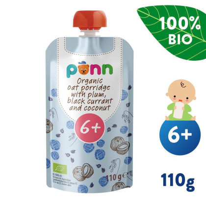 Salvest Ponn BIO Ovsená kaša so slivkou, čiernymi ríbezľami a kokosom (110 g)